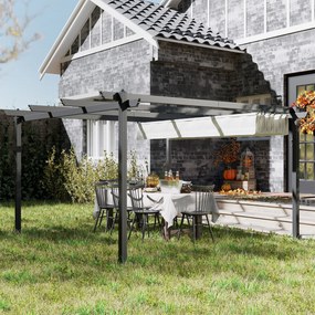 Outsunny Pergolă Retractabilă cu Structură din Aluminiu, Copertină de Soare pentru Grădină sau Terasă, 390x390x223 cm, Alb | Aosom Romania