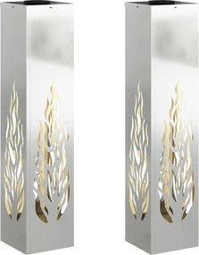 vidaXL Lumină LED Solară pentru Alei 2 pcs Argintiu Oțel galvanizat