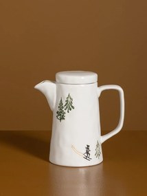 Ceainic din ceramică albă cu motive de iarnă pictate manual, 11,5 × 9 cm, „Slalom"