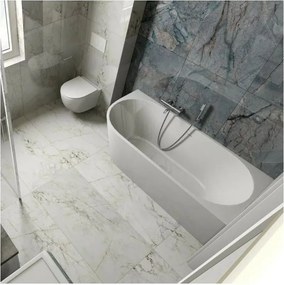 Cada freestanding Rune Birka BTW LV acril 170x80 cm montaj dreapta alb lucios