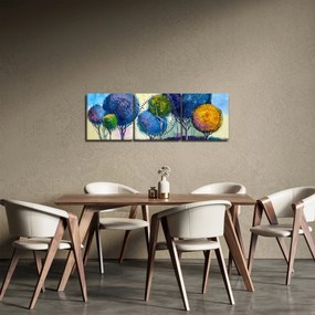 Tablou - Copaci, pictură în ulei (cu ceas) (90x30 cm)
