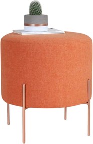 Taburet COPPER 42, portocaliu/cupru, material textil/otel, 40x40x42 cm