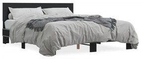 3280187 vidaXL Cadru de pat, negru, 150x200 cm, lemn prelucrat și metal