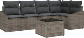 vidaXL Set de canapea cu pernă 6 pcs Gri poliratan