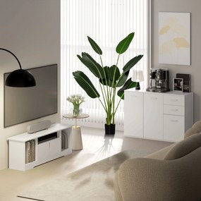 HOMCOM Planta Artificială Bananieră de 160 cm cu Ghiveci și 10 Frunze Realiste Plantă Tropicală Sintetică pentru Decorare în Interior și Exterior Birou Acasă Verde | Aosom Romania