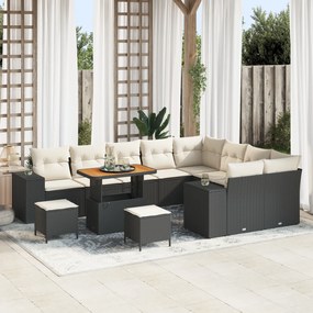 vidaXL Set de canapele pentru grădină 12 pcs Negru poliratan