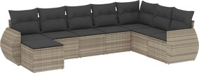 vidaXL Set mobilier de grădină cu perne, 8 piese gri deschis poliratan