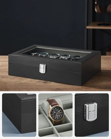 Cutia pentru bijuterii pentru 12 ceasuri - gri