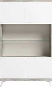 Vitrină lemn masiv Concrete, 101 × 43 × 170 cm