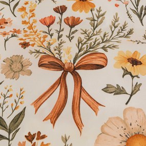 Husa pentru perna din microfibra FLORAL RIBBON 70x90 cm, crem