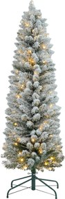 HOMCOM Brad de Crăciun Înzăpezit cu 263 de Crengi și Lumini LED Albe, Brad Artificial din Plastic, Ø45x150 cm, Verde | Aosom Romania