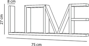 Raft de perete din lemn LovU Homs, 75 x 8 x 27 cm, maro