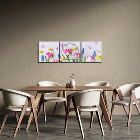 Tablou - Flori de primăvară (cu ceas) (90x30 cm)