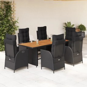 3213368 vidaXL Set mobilier de grădină cu perne, 7 piese, negru, poliratan