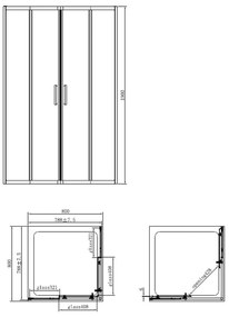 Set cabina dus neagra patrata 80x80 cm Hector plus coloana dus cu termostat negru mat FDesign Anima