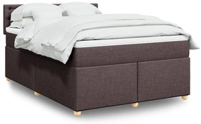 vidaXL Pat box spring cu saltea, maro închis, 160x200 cm, textil