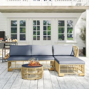 Outsunny Set de mobilier din rachita de 5 bucati, Gri
