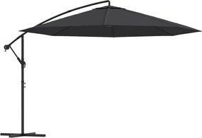vidaXL Umbrelă consolă de grădină cu stâlp din aluminiu, negru, 350 cm