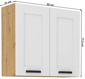 Dulap superior Lesana 2 (alb + stejar artisan) 80 G-72 2 F . 1063954
