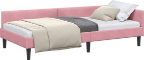 vidaXL Cadru de pat colțar cu headboard Roz 80 cm x 200 cm Catifea