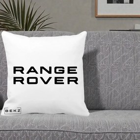 Perna Personalizata cu emblema Range Rover, 40x40 cm, Alba Mata, Husa Detasabila, Perna Inclusa, BEKZ®