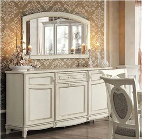 Oglindă lemn masiv nuc Ellen 140×83 cm /crem - Nuc