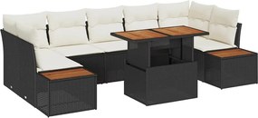 vidaXL Set de canapele pentru grădină 8 pcs Negru Rattan poli