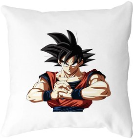 Perna Decorativa cu Dragonball Goku 2, 40x40 cm, Alba, Mata, Husa Detasabila, Burduf