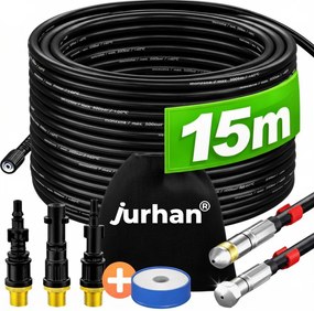 Set de curățare țevi Premium, 15 m, negru Jurhan