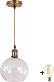 BRILAGI - Lustru LED suspendat pe cablu RETRO GLASS 1xE27/60W/230V Ø 25 cm auriu/transparent