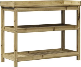 vidaXL Masă de plantare cu rafturi, 108x45x86,5 cm, lemn pin tratat