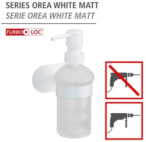 Dozator de săpun lichid alb autoadeziv din sticlă 200 ml Orea – Wenko