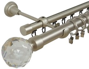 Galerie dubla kula crystal , teava neteda si profil,grosime 25 si 19mm, crom mat (Alege marime: 120 cm)