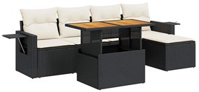 3327136 vidaXL Set mobilier de grădină cu perne, 6 piese, negru, poliratan