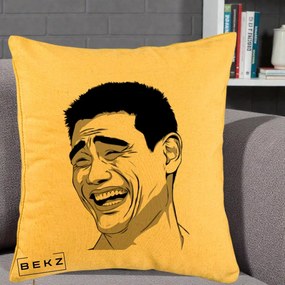 Perna Decorativa Yao Ming Meme, 40x40 cm, Galben, Husa Detasabila, Perna Inclusa, BEKZ®