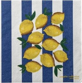 Set 20 șervețele din hârtie FSC Mix, multicolor, imprimeu cu lămâi, modele diferite pe față și verso, 33 x 33 cm, „Limone”