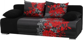 Canapea extensibilă, neagră/cu model, REMI NEW