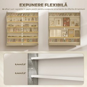 HOMCOM Dulap Tip Vitrină de Expoziție cu Rafturi Reglabile, Montată pe Perete, Negru | Aosom Romania