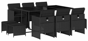 3210607 vidaXL Set mobilier de exterior cu perne, 11 piese, negru, poliratan