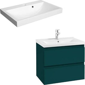 Set dulap baza suspendat Defra Como verde cu lavoar compozit Olex 60