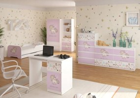 Pat pentru copii MIKI 160 x 80 cm cu motiv unicorn roz