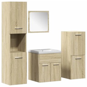 3325001 vidaXL Set mobilier de baie, 5 piese, stejar sonoma, lemn prelucrat