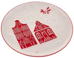 Farfurie albă pentru servire din ceramică ø 26 cm cu model de Crăciun Christmas cottage – Dakls