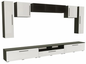 Living haaus Haga V2, Alb Lucios/Negru, MDF, L 360 cm