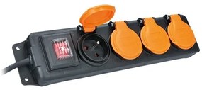 Solight PP332 - Prelungitor 4 prize cu întrerupător, 3m, IP44
