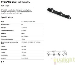 Aplica stil modern minimalist ORLEANS 3L negru 43527