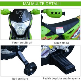 Motoreta MotoCross Electrica pentru Copii HOMCOM, 107x53x70cm | Aosom RO