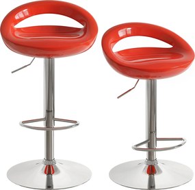 HOMCOM Set 2 Scaune de Bar Rotative cu Suport pentru Picioare și Înălțime Reglabilă, 46x41x76-96 cm, Roșu | Aosom Romania