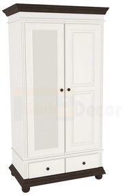 Dulap Belinda lemn masiv, alb/nuc 2 usi 1 sertar 110 × 58 × 201 cm