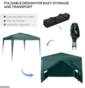 Foisor Impermeabil Outsunny cu Paneluri Laterale Pliabile 3x3m, Verde | Aosom RO